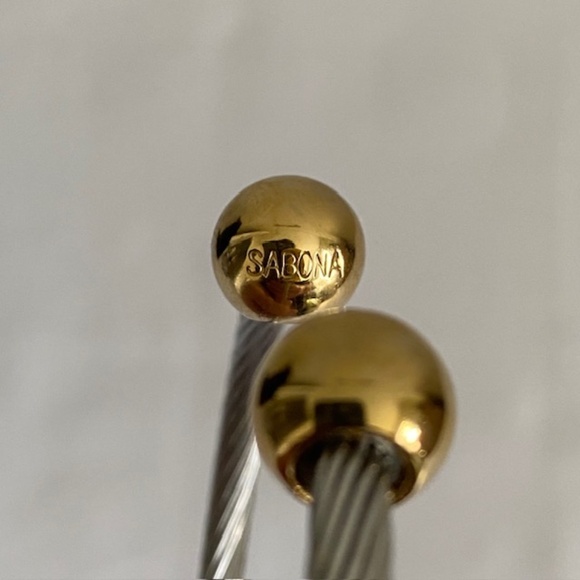 SABONA of England Professional Steel Twist Magnetic Bracelet with Gold Balls - Picture 4 of 5